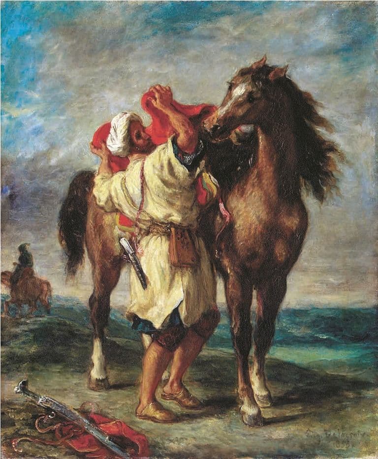 ウジェーヌ・ドラクロワ、《馬に鞍をおくアラブ人》、1855年