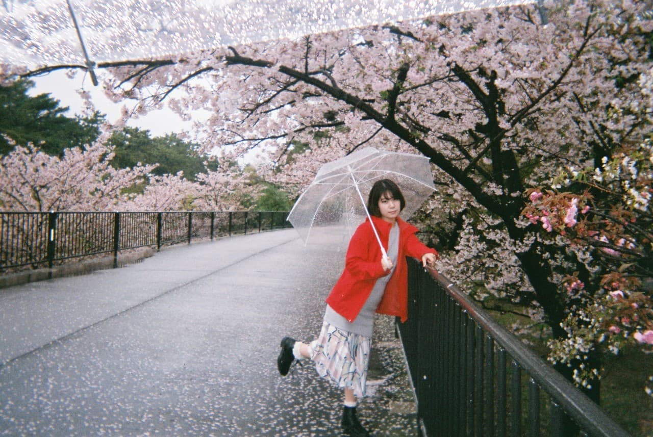 桜咲く木の下で写真に映る葭本未織さん